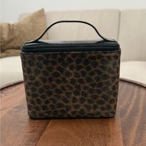 Loewe Brown Leopard Print Cosmetic Case